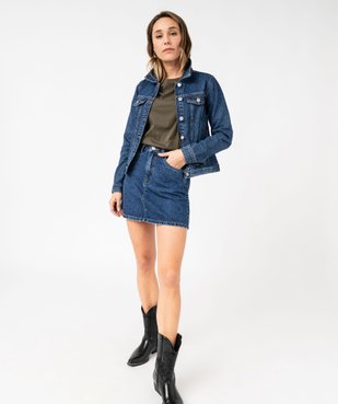 Jupe en jean courte coupe trapèze femme vue5 - GEMO 4G FEMME - GEMO
