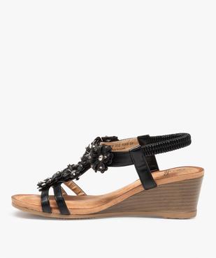 Sandales femme à talon compensé ornées de fleurs et strass vue3 - GEMO(URBAIN) - GEMO