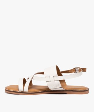 Sandales femme plates unies en cuir à multiples brides vue3 - TANEO - GEMO