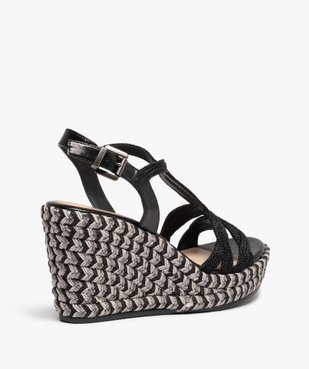 Sandales femme à talon compensé et brides en cordelette vue4 - GEMO(URBAIN) - GEMO