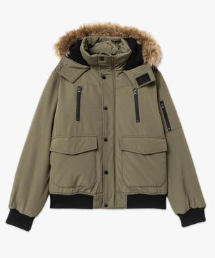 Blouson matelassé à capuche bordée de fourrure imitation homme vue4 - GEMO 4G HOMME - GEMO