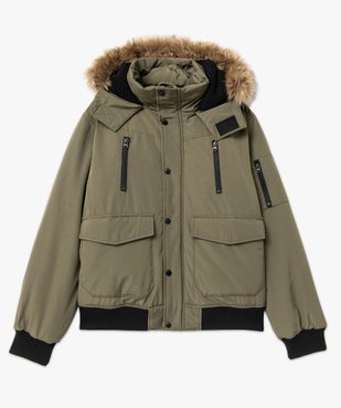 Blouson matelassé à capuche bordée de fourrure imitation homme vue4 - GEMO 4G HOMME - GEMO