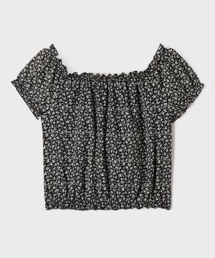 Blouse fleurie à manches courtes et col Bardot fille vue3 - GEMO (JUNIOR) - GEMO