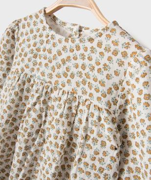 Robe à manches longues en gaze de coton à motifs fleuris bébé fille vue2 - GEMO(BEBE DEBT) - GEMO
