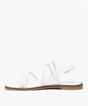 Sandales femme plates unies en cuir et à brides tressées - Taneo vue3 - TANEO - GEMO