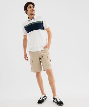 Polo manches courtes à bandes colorées homme vue4 - GEMO (HOMME) - GEMO