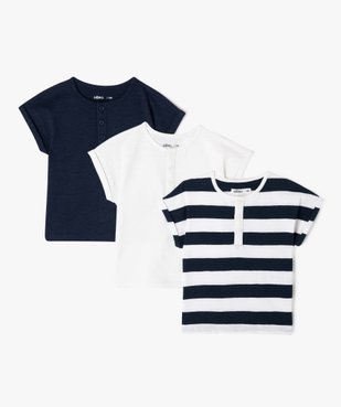 Tee-shirt manches courtes à col tunisien bébé garçon (lot de 3) vue1 - GEMO(BEBE DEBT) - GEMO