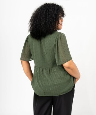 Blouse manches courtes en voile plumetis femme grande taille vue3 - GEMO (G TAILLE) - GEMO