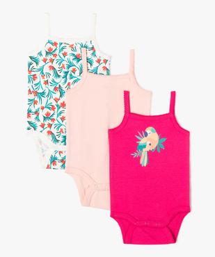 Bodies à bretelles avec motifs exotiques bébé fille (lot de 3) vue1 - GEMO 4G BEBE - GEMO