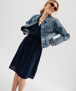 Robe manches courtes avec boutons sur l’avant femme vue4 - GEMO(FEMME PAP) - GEMO