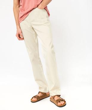 Pantalon 5 poches en coton stretch texturé avec ceinture tressée homme vue1 - GEMO 4G HOMME - GEMO