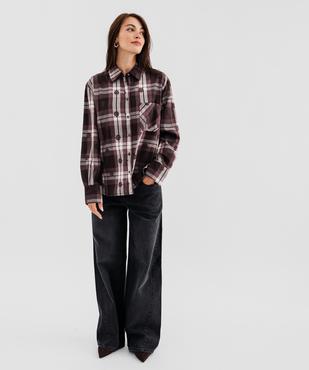Chemise à carreaux et motifs brodés ajourés femme vue1 - GEMO(FEMME PAP) - GEMO