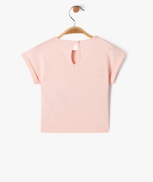 Tee-shirt manches courtes avec motif pailleté bébé fille vue3 - GEMO(BEBE DEBT) - GEMO