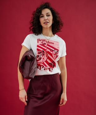 Tee-shirt manches courtes avec motifs cerises et paillettes femme vue1 - GEMO(FEMME PAP) - GEMO