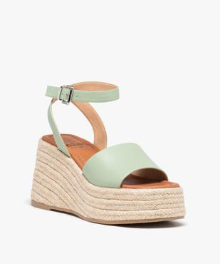 Sandales femme plateforme compensées à brides unies vue3 - GEMO(URBAIN) - GEMO