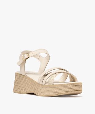 Sandales à brides avec semelle plateforme aspect corde femme - Tanéo vue2 - TANEO - GEMO