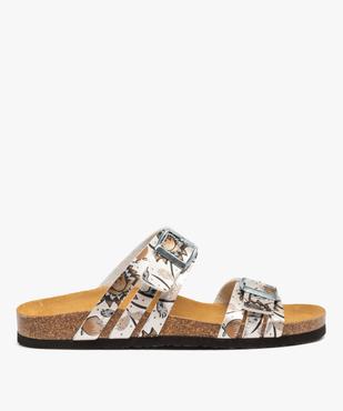 Mules femme à talon plat et brides ajustables imprimées vue1 - GEMO (CASUAL) - GEMO