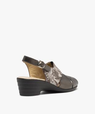 Sandales confort femme en cuir dessus métallisé vue4 - GEMO 4G FEMME - GEMO
