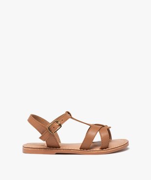 Sandales fille en cuir uni à multiples brides  vue1 - GEMO (ENFANT) - GEMO