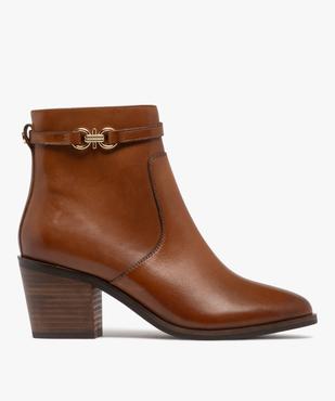 Bottines femme à talon carré et dessus en cuir avec bride fantaisie - Tanéo vue2 - TANEO - GEMO