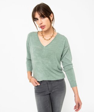 Pull femme en maille fine avec large col V vue1 - GEMO(FEMME PAP) - GEMO