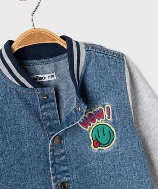 Veste en jean teddy à fermeture pressionnée bébé garçon vue2 - GEMO(BEBE DEBT) - GEMO