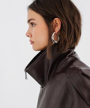 Blouson en cuir imitation femme vue3 - GEMO(FEMME PAP) - GEMO