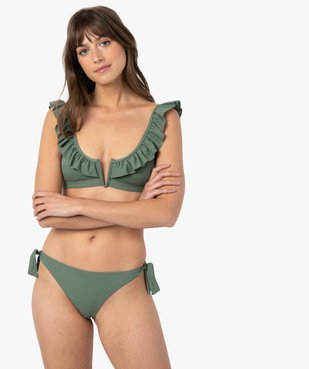 Bas de maillot de bain femme uni forme tanga vue3 - GEMO (PLAGE) - GEMO