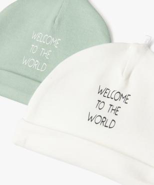 Bonnet de naissance en jersey imprimé à revers (lot de 2) vue2 - GEMO 4G BEBE - GEMO