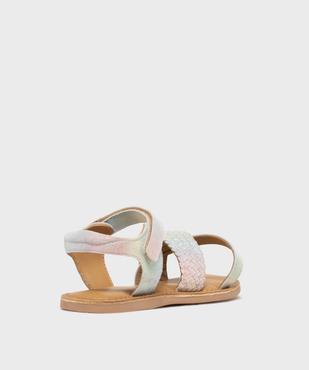 Sandales en cuir à brides croisées irisées et scratch ajustable fille - Lovely Wings vue4 - LOVELY WINGS GEMO FOR GOOD - GEMO