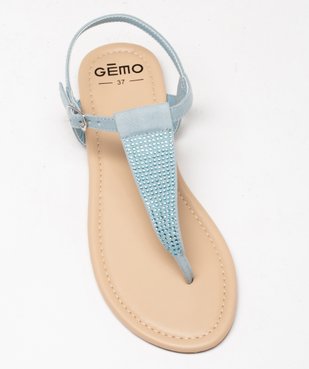 Sandales femme plates unies à entre-doigts avec strass vue5 - GEMO (CASUAL) - GEMO