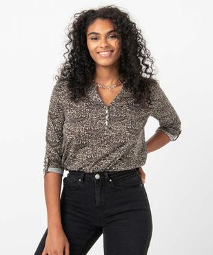 Tee-shirt femme avec manches ¾ avec smocks sur les épaules vue1 - GEMO 4G FEMME - GEMO