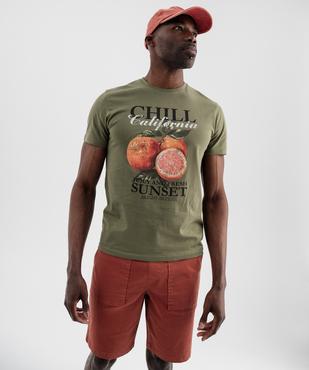 Tee-shirt manches courtes avec motif positif homme vue1 - GEMO 4G HOMME - GEMO
