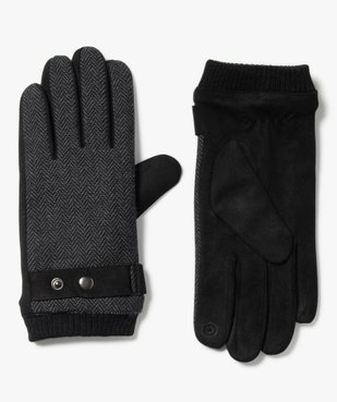 Gants tactiles à motifs chevrons avec doublure peluche homme vue1 - GEMO (ACCESS) - GEMO