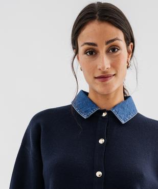 Gilet classique avec col en jean amovible femme - LuluCastagnette vue2 - LULUCASTAGNETTE - GEMO