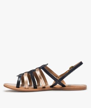 Sandales femme à talon plat et brides multiples en cuir vue3 - GEMO (CASUAL) - GEMO