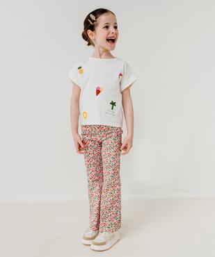 Tee-shirt manches courtes oversize à motifs brodés fille vue1 - GEMO 4G FILLE - GEMO