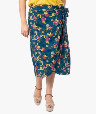Jupe femme grande taille portefeuille à motifs fleuris vue1 - GEMO (G TAILLE) - GEMO