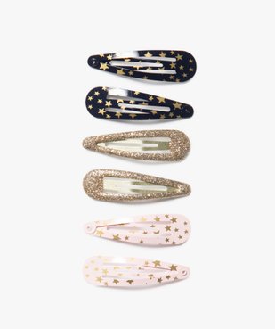 Barrettes clic-clac motifs étoiles et paillettes fille (lot de 6) vue2 - GEMO (ACCESS) - GEMO