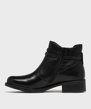 Bottines femme dessus en cuir avec détails fantaisie et à zip - Tanéo vue3 - TANEO GEMO FOR GOOD - GEMO