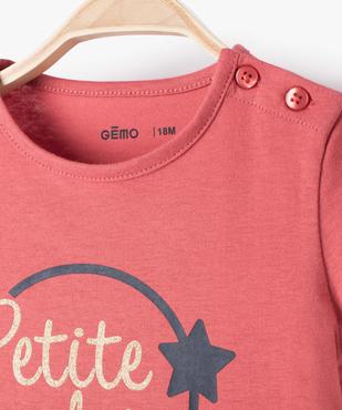 Tee-shirt bébé fille à manches courtes et motif pailleté vue2 - GEMO 4G BEBE - GEMO
