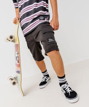 Bermuda cargo en coton stretch à coloris unique garçon vue5 - GEMO (JUNIOR) - GEMO