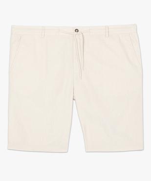 Bermuda homme grande taille en lin avec taille élastiquée  vue4 - GEMO (HOMME) - GEMO