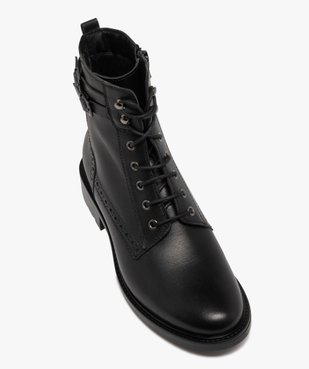 Bottines femme vintage dessus en cuir à lacets et à zip intérieur vue6 - GEMO (CASUAL) - GEMO