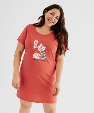 Chemise de nuit à manches courtes avec motifs femme grande taille vue1 - GEMO 4G FEMME - GEMO