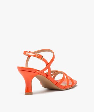 Sandales femme à talon fin avec brides vernies et unies vue4 - GEMO(URBAIN) - GEMO