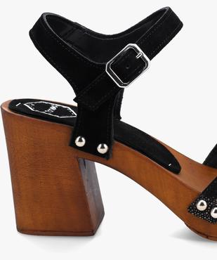 Sandales femme style sabots à talon dessus cuir - Taneo vue6 - TANEO - GEMO