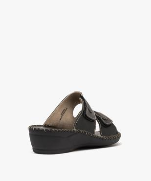 Mules confort en cuir à brides scratch et talon compensé femme  vue4 - G'FLEX GEMO FOR GOOD - GEMO