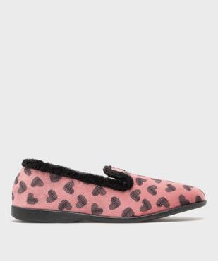 Chaussons pantoufles en velours imprimé cœurs femme vue1 - G'FLEX GEMO FOR GOOD - GEMO