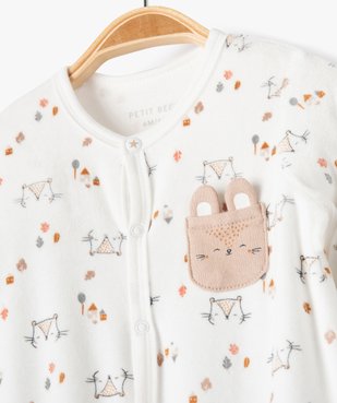 Pyjama en velours imprimé avec ouverture devant bébé - Petit Béguin  vue3 - PETIT BEGUIN - GEMO